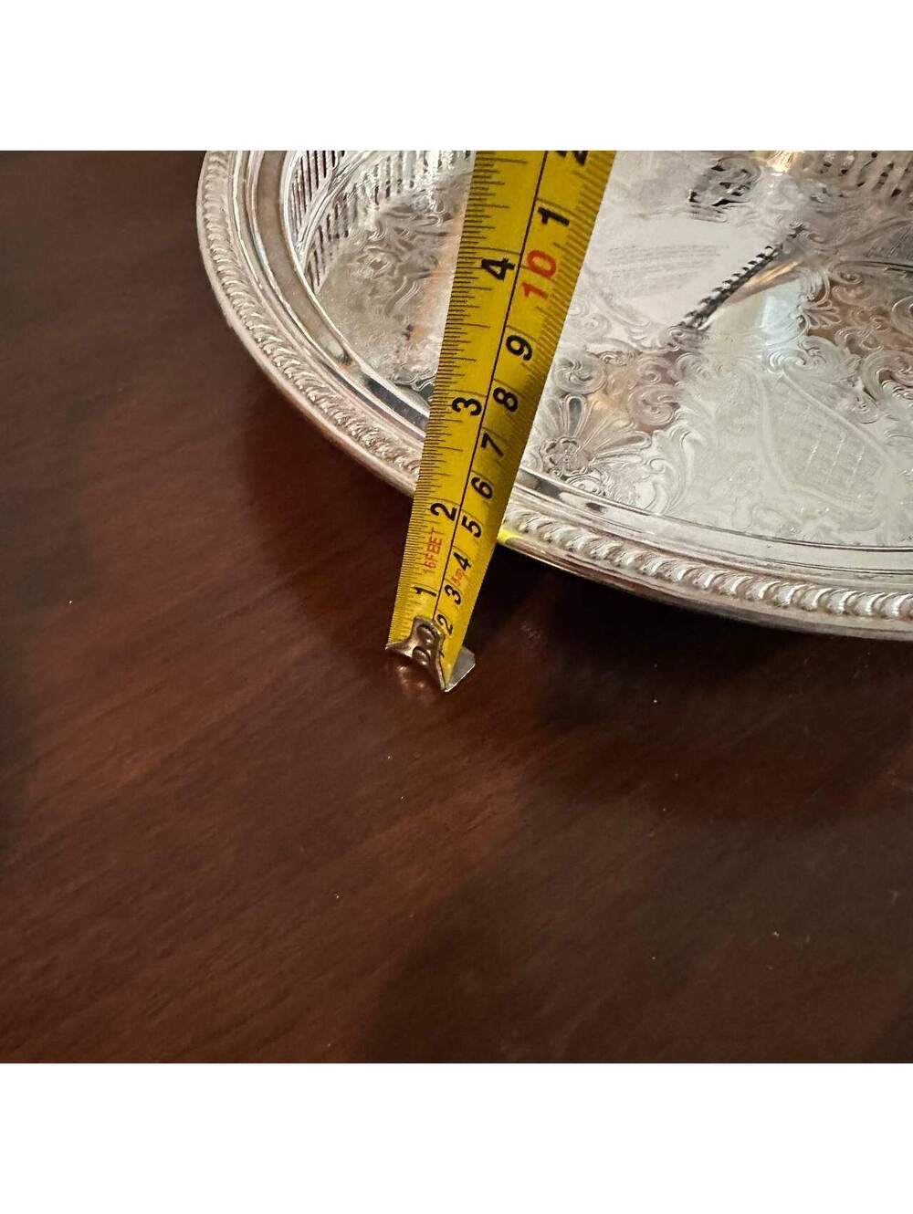 Vintage Silver Gifts A-1 Silverplate 12" Footed Gallery Tray Pierced Engraved - Picture 2 of 7